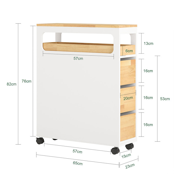 SoBuy Kapea kaappi WC-paperirullan pidikekaappi  BZR54-WN White 24*65*82cm