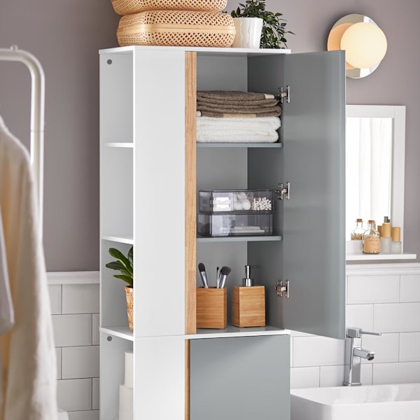 SoBuy Pyykkikaappi Kylpyhuone kaappi Korkea kaappi BZR76-HG