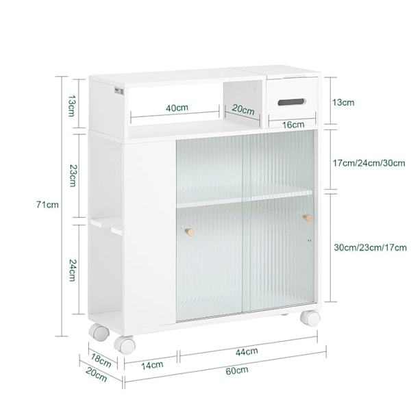 SoBuy WC paperiteline kylpyhuone kaappi pyörien kanssa BZR117-W White Toilet paper holder