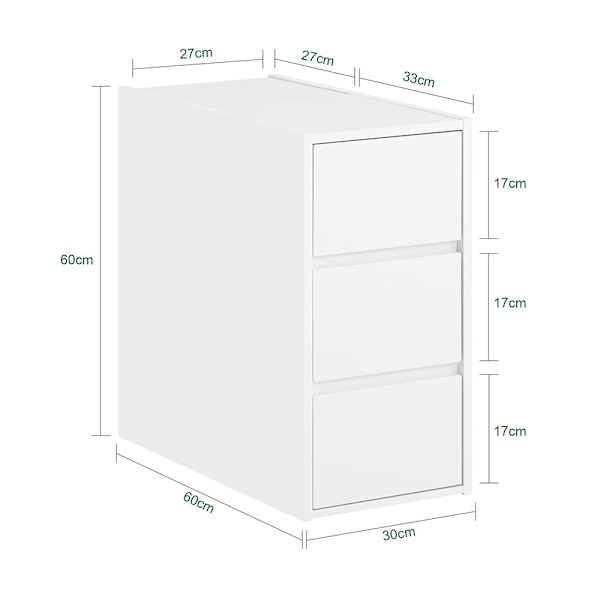 SoBuy Nattduksbord 3 lådor Soffbord Sidobord Sängbord FBT144-W