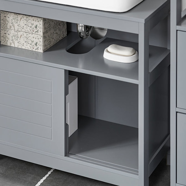 SoBuy Badeværelsesskab med plads til håndvask, grå, FRG128-SG Grey Sink cabinet(on wall)