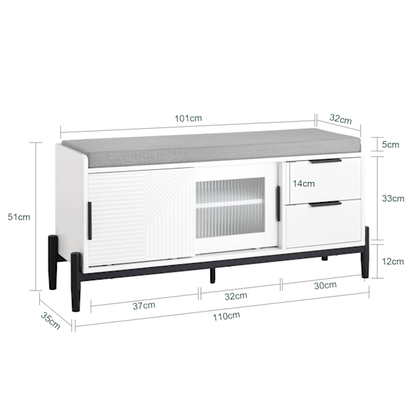 SoBuy Kenkäkaappi Kenkäpenkki liukuovilla FSR187-W 110*35*51cm