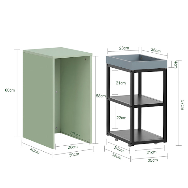 SoBuy Satsbord set om 2 Sidobord Soffbord Laptopbord FBT145-GR
