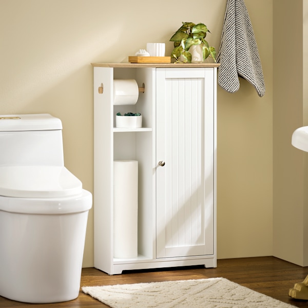 SoBuy WC-paperiteline WC-hylly Kylpyhuonekaappi BZR189-W White 50*21*86cm