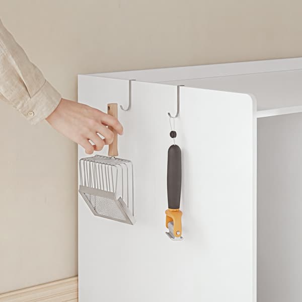 SoBuy Skoebænk med kattebakkeopbevaring, Hvid, 79.7×48×49.5 cm, HAT07-E-W