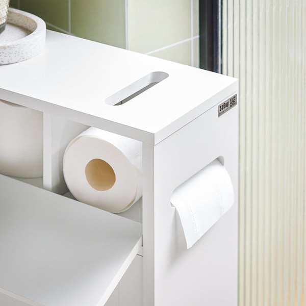 SoBuy Kylpyhuone kaappi pyörillä Wc-harja ja pidike BZR31-W