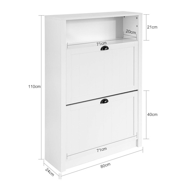 SoBuy Skoskåp med 2 fack Hallmöbel med förvaring, FSR87-W Längd 80 cm