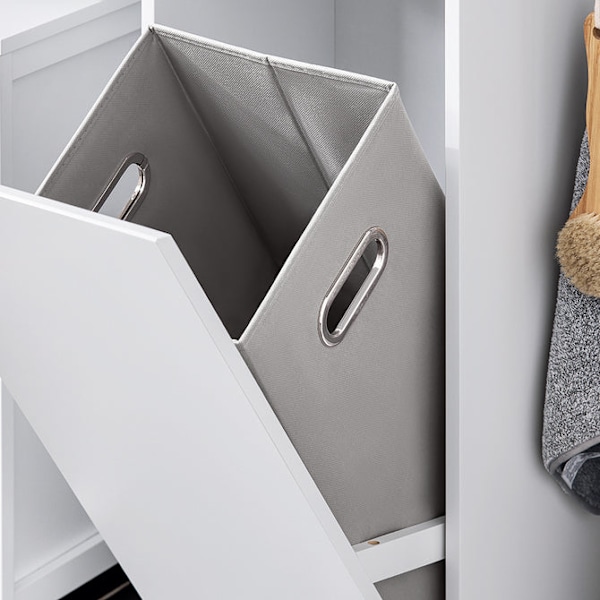 SoBuy Badrumsskåp med tvättkorg Förvaringsmöbel BZR159-W White Base cabinet with laundry basket