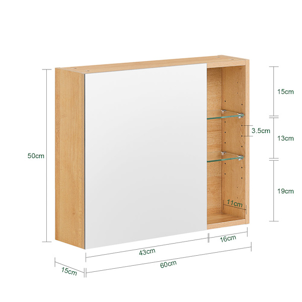 SoBuy Spejlskab Vægskab Badeværelsesskab Overskab BZR173-N Mirror Cabinet