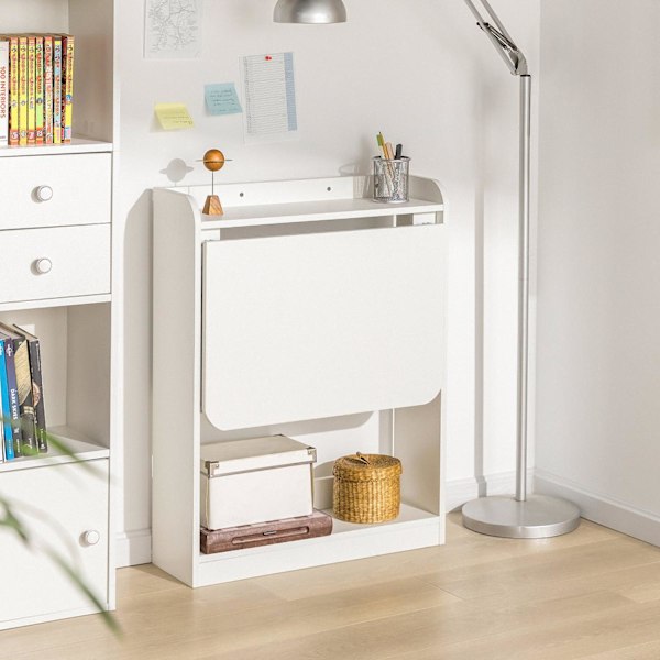 SoBuy Pladsbesparende klapbord 2 hylder skrivebord reol FWT92-W White
