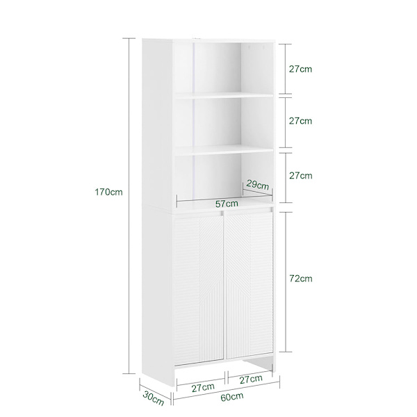 SoBuy Kylpyhuonekaappi Pyykkikaappi Korkea kaappi BZR155-W High cabinet