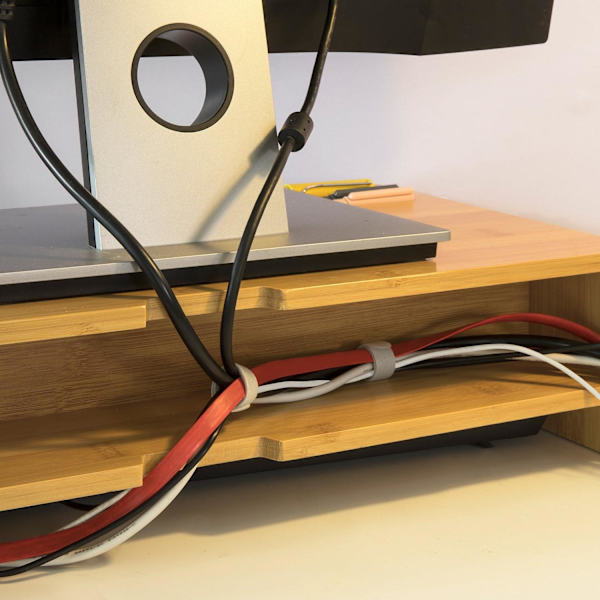 SoBuy Bildskärmsställ Monitorstativet med 3 fack, BBF03-N wood Length 47 cm