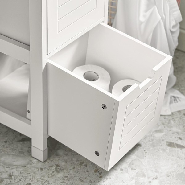 SoBuy Pladsbepsrende badeværelsesreol med skuffer, FRG126-W White High cabinet