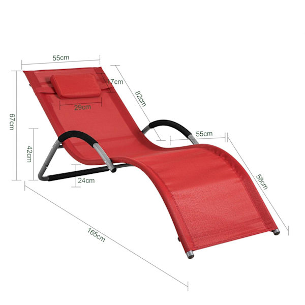 SoBuy Solsäng Utemöbler Röd Testad för 120 kg OGS38-R Red