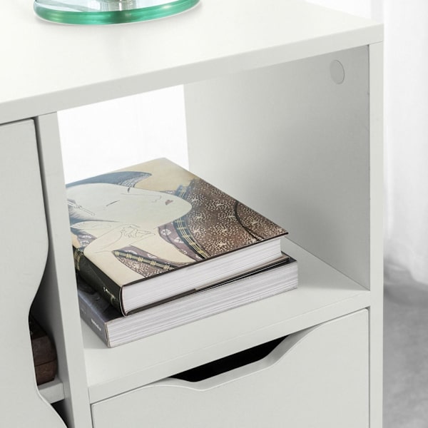 SoBuy Soffbord Sidobord Förvaringsbord med hjul FBT105-W