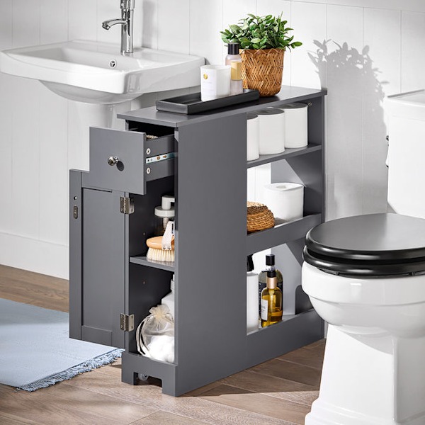 SoBuy WC paperiteline kylpyhuone kaappi BZR106-DG Grey Toilet paper holder