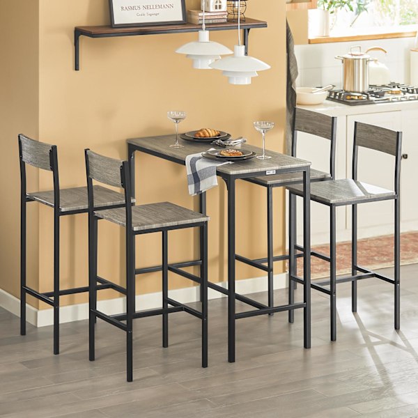 SoBuy Baaripöytä ja 4 tuolia Ruokailuryhmä OGT14-N Wood Rectangular table with 4 chairs