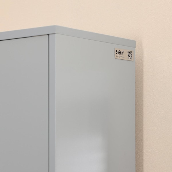 SoBuy Korkea kaappi Kulmahylly Kulmakaappi Kylpyhuone BZR34-HG Grey