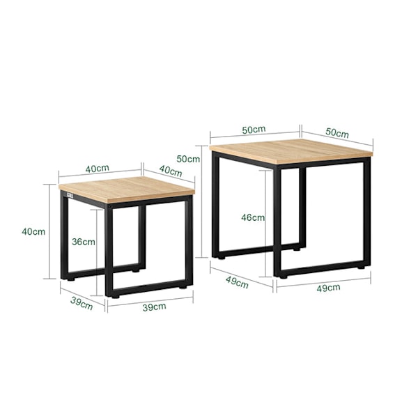 SoBuy, 2 redeborde | Sofabord | Sofabord sort, FBT42-N Wood