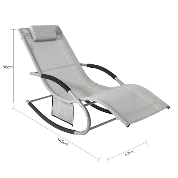 SoBuy 2 stk liggestole med nakkestøtte og lomme, grå OGS28-HGx2 Gray 2 Pieces