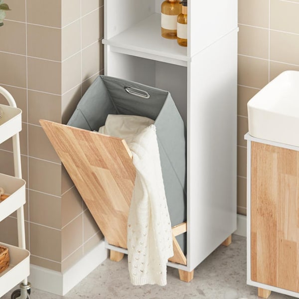 SoBuy Pyykkikaappi Pyykkikori Kylpyhuoneen Korkea kaappi BZR74-W Laundry cabinet