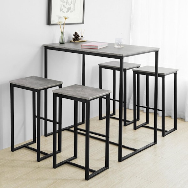 SoBuy Matgrupp Barbord och 4 stolar Köksbord Matbord OGT15-HG Gray