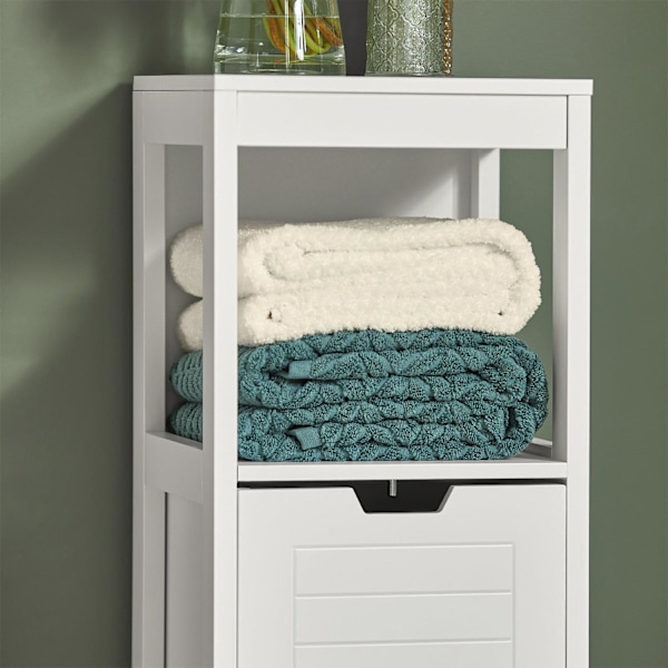 SoBuy Skåp med 2 lådor, Badhylla, Högstomme m hyllplan FRG127-W White Base cabinet