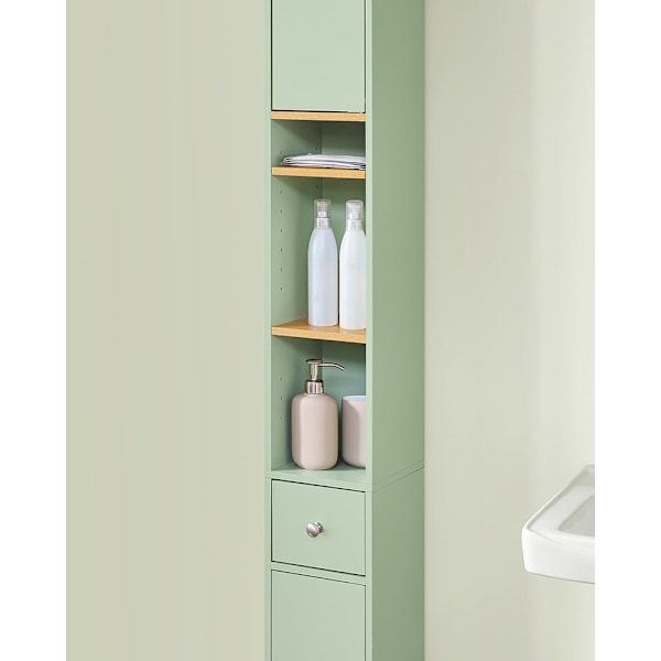 SoBuy Kylpyhuone kaappi Korkea kaappi laatikkoa BZR34-GR Pastel green