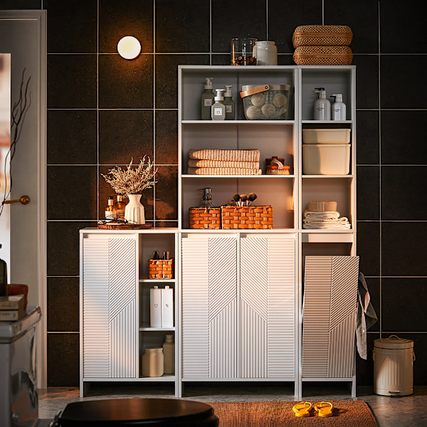 SoBuy Kylpyhuonekaappi Pyykkikaappi Korkea kaappi BZR155-W High cabinet