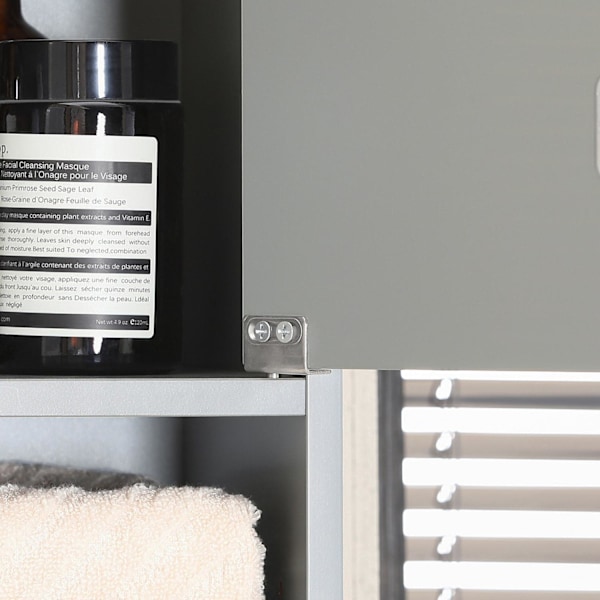 SoBuy Korkea kaappi Kulmahylly Kulmakaappi Kylpyhuone BZR34-HG Grey