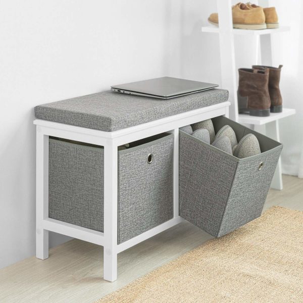 SoBuy Bänk med skoförvaring Skobänk med dyna Hallmöbler FSR81-HG W70 x D30 x H50cm