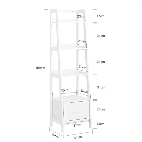 SoBuy Skrivbord, Bokhylla, Hörnhylla Öppet skåp FRG116-K-W Length 44 cm