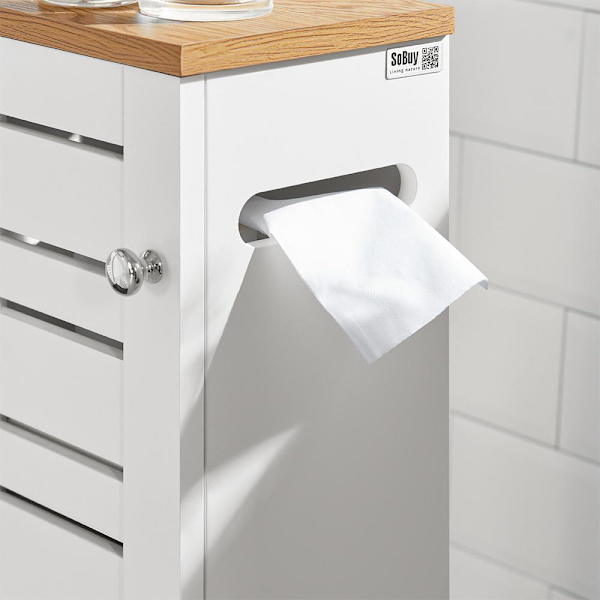 SoBuy WC paperiteline kylpyhuone kaappi Hyllykokonaisuus BZR85-W Toilet paper holder