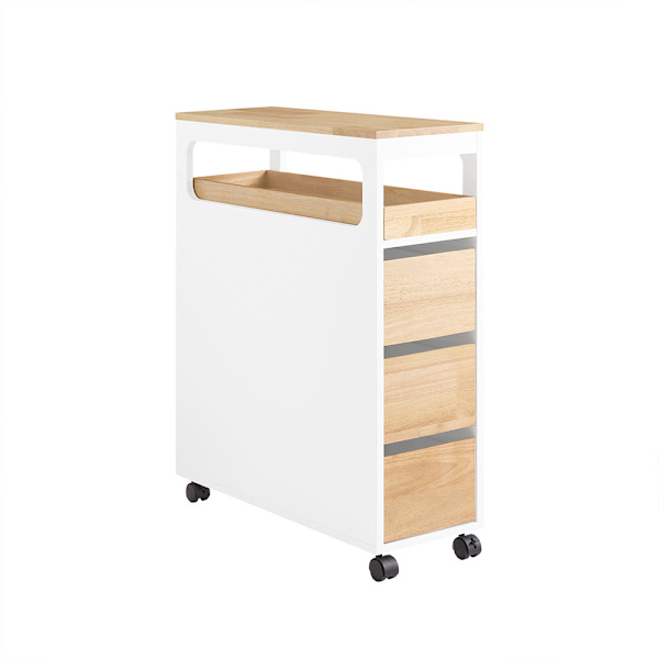 SoBuy Kapea kaappi WC paperiteline Hyllykokonaisuus BZR54-II-WN White+Nature 23*65*82cm