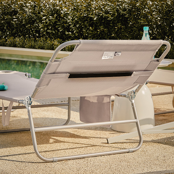 SoBuy 2 x Fällstolar utemöbler Solsäng med dynor OGS35-MIx2 Beige