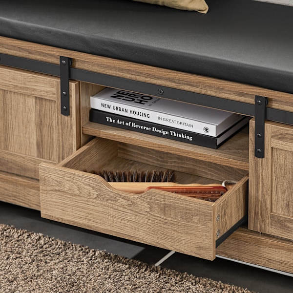 SoBuy Kenkäkaappi Kenkäpenkki liukuovilla FSR118-BR Wood Bench