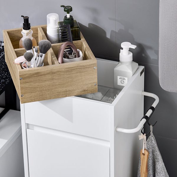 SoBuy Badrumsskåp med tvättkorg Förvaringsmöbel BZR159-W White Base cabinet with laundry basket