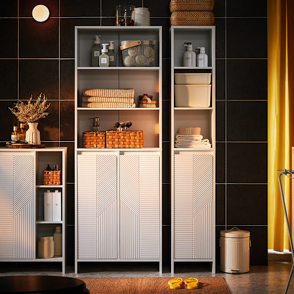 SoBuy Kylpyhuonekaappi Pyykkikaappi Korkea kaappi BZR155-W High cabinet