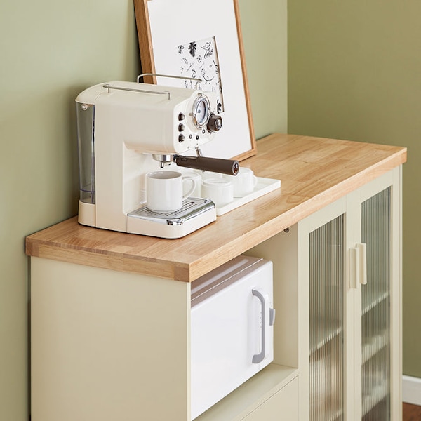 SoBuy Kökshylla Mikrovågsskåp Köksskåp Sideboard FSB81-MI Beige