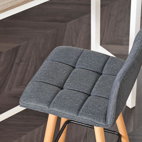 SoBuy 2 x barstolar, Barstol med fotstöd FST50-DGx2 mörkgrå W44 x D44 x H90cm
