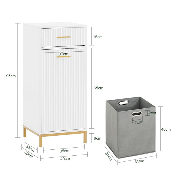 SoBuy Kylpyhuonekaappi pesukorilla Pyykkikaappi BZR180-W Laundry basket cabinet