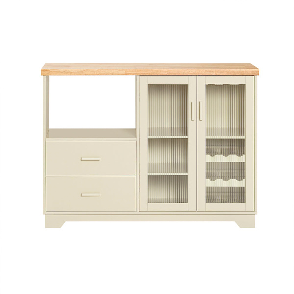 SoBuy Kökshylla Mikrovågsskåp Köksskåp Sideboard FSB81-MI Beige