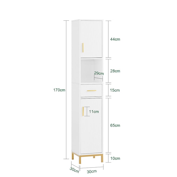 SoBuy Højskab Badeværelsesskab  Badeværelsesmøbler BZR181-W High cabinet