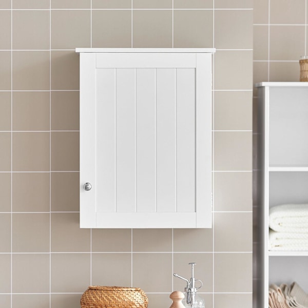 SoBuy Seinäkaappi Pyykkikaappi Kylpyhuone seinälle BZR19-W White Wall cabinet with 1 door