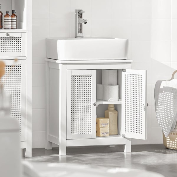 SoBuy Allaskaappi 2 ovea Allaskaluste Kylpyhuone kaappi BZR35-W Sink cabinet(on wall)