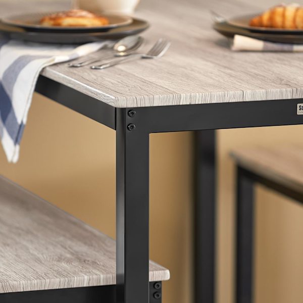 SoBuy Matbord och 4 pallar, Matgrupp, OGT25-HN Wood Table with 2 benches