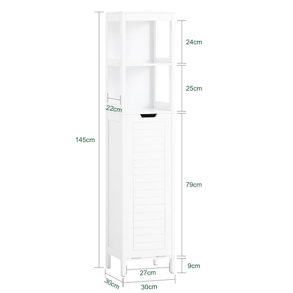 SoBuy Pyykkikaappi Kylpyhuone kaappi Korkea kaappi BZR123-W High cabinet