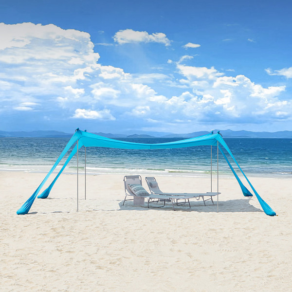 SoBuy Strandtelt med sandankre og bærbart parasol OZT02-HB light blue 300*280*200CM