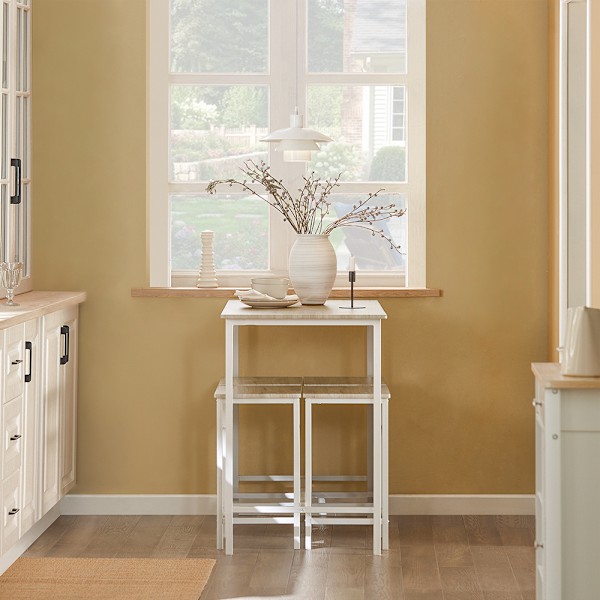 SoBuy Barbord och 4 pallar Barbordsset OGT11-WN Light wood table with 4 stools