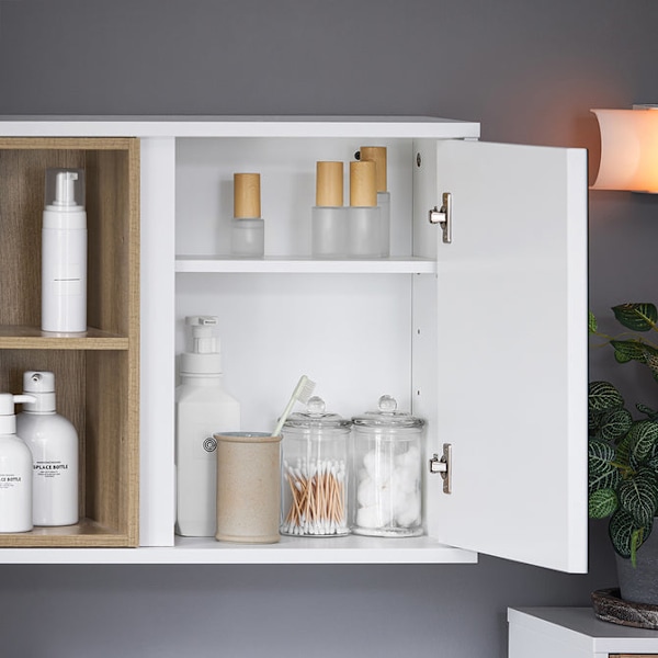 SoBuy Väggskåp Överskåp Spegelskåp Badrumsskåp BZR149-W White Wall cabinet